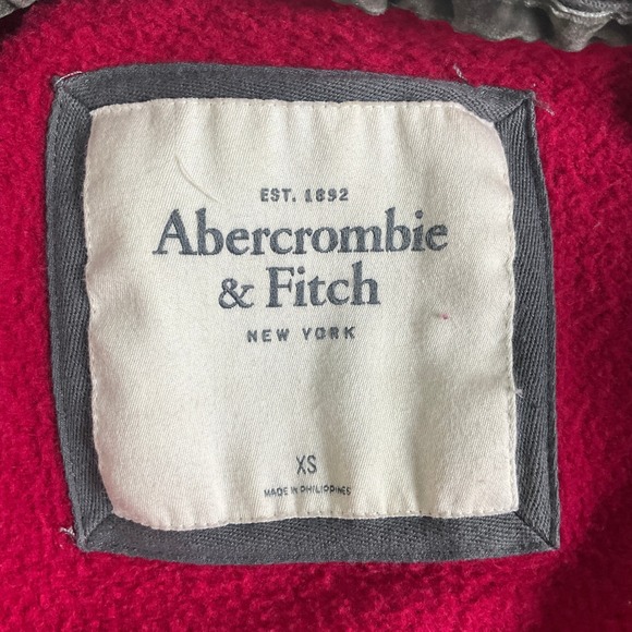 Abercrombie Fitch Hoodie Jacket Womens Sz XS Red Zip Up Sweatshirt Spellout VTG - Picture 4 of 9